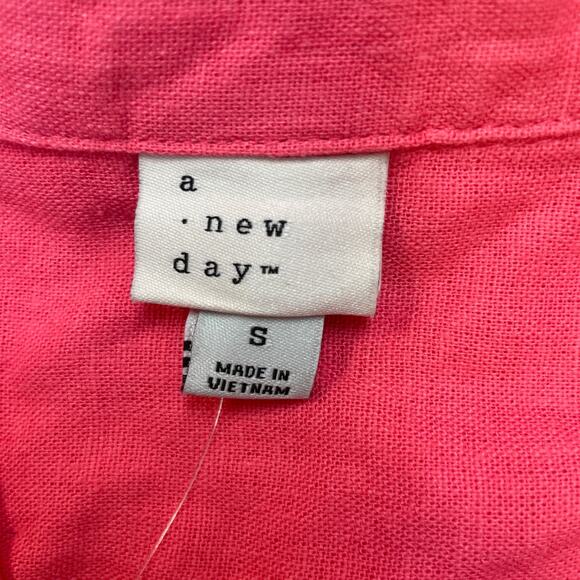 A New Day Women's Linen Short Sleeve Button Down Camp Shirt Pink Size - Picture 6 of 6